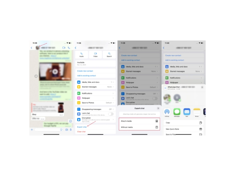 چگونه از چتهای واتساپ خروجی بگیریم؟ آموزش ساده و سریع 3 چگونه از چتهای واتساپ در iOS (آیفون) خروجی بگیریم؟